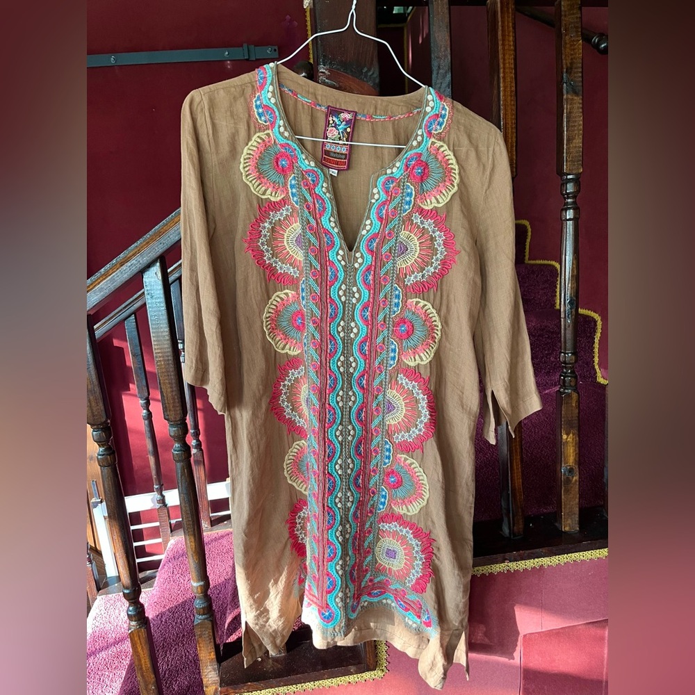 Johnny Was Multicolor Embroidered tunic dress
